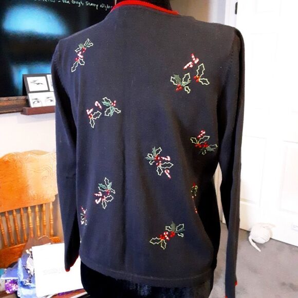 Vintage Paul Harris Design Black Embroidered Christmas Cardi… - Picture 2 of 5